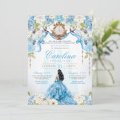 Invitation Cendrillon Bleu Rose Luxe Princesse Quinceanera (Debout devant)