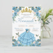 Invitation Cendrillon bleu Rose papillon Princesse Sweet 16 (Debout devant)