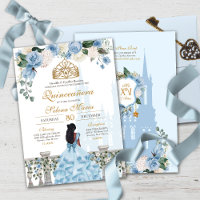 Cendrillon Bleu Roses & Or Princesse Quinceañera