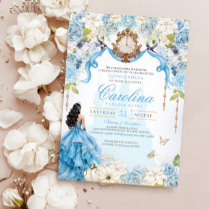 Invitation Cendrillon Bleu Royal Princesse Quinceañera