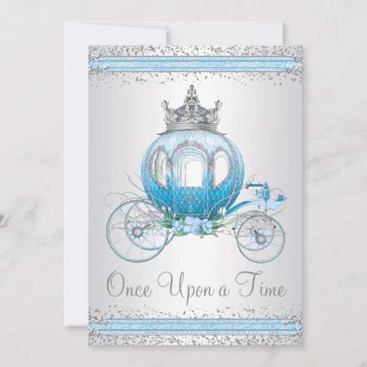 Invitation Cendrillon Bleue princesse fête d'anniversaire (Devant)