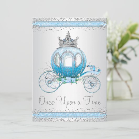 Invitation Cendrillon Bleue princesse fête d'anniversaire (Debout devant)