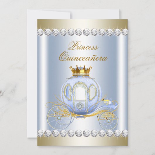 Invitation Cendrillon Bleue Princesse Quinceanera (Devant)