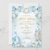 Invitation Cendrillon Blue Fairytale Princess Sweet sixteen (Devant)