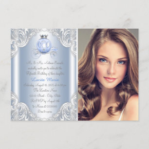 Invitation Cendrillon Blue Princess Anniversaire