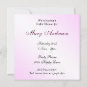 Invitation Cendrillon Coussin rose  Fête des mariées (Dos)