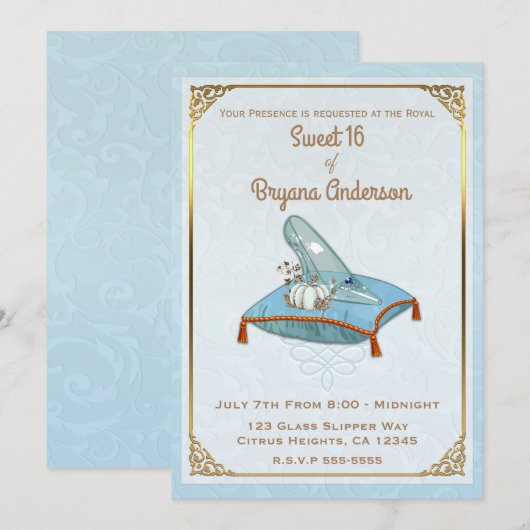 Invitation Cendrillon de conte de fées Sandale de verre Fête  (Devant / Derrière)