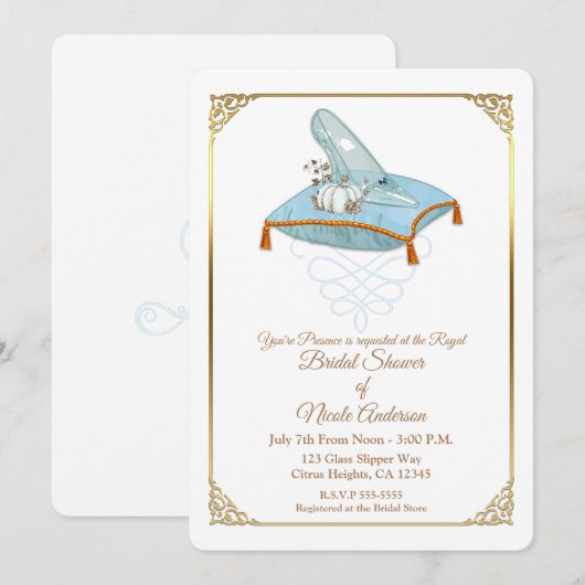 Invitation Cendrillon Elégant Solitaire Mariage (Devant / Derrière)