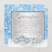 Invitation Cendrillon en argent bleu Princesse Quinceanera (Devant / Derrière)