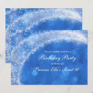 Invitation Cendrillon Étincelle Bleu & Blanc Fête de Tout Évé