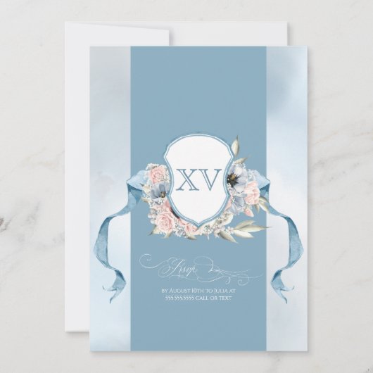 Invitation Cendrillon Fairy Tale Bleu Rose clair Quinceanera (Dos)