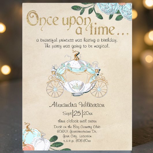 Invitation Cendrillon Fairy Tale Princess Carriage