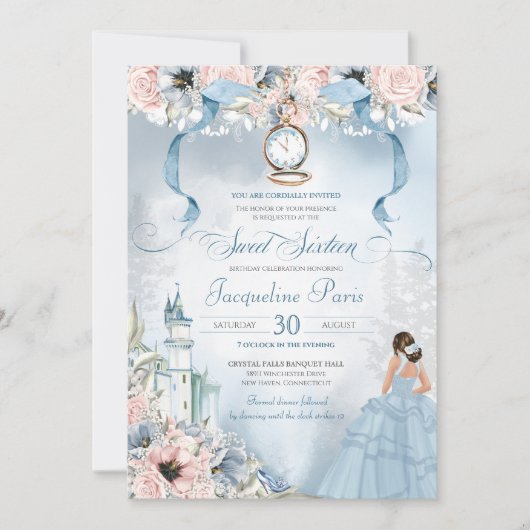 Invitation Cendrillon Fairy Tale Princess Sweet 16 Anniversai (Devant)