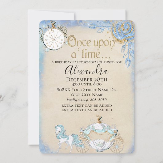 Invitation Cendrillon Fée Thème modifié (Devant)