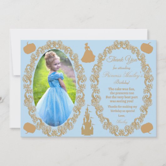 Invitation Cendrillon fête d'anniversaire Merci photo (Devant)
