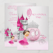 Invitation Cendrillon Il était une fois Rose Princesse Annive (Devant / Derrière)