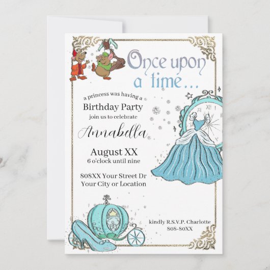 Invitation Cendrillon Illustré Thème de conte fée (Devant)