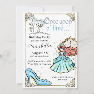 Invitation Cendrillon Illustré Thème de conte fée