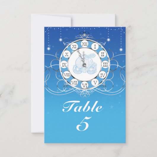 Invitation Cendrillon Presque Minuit Table Argent Bleu (Devant)