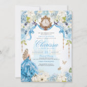 Invitation Cendrillon Princesse Bleu clair et or doux 16 (Devant)