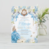 Invitation Cendrillon Princesse Bleu clair et or doux 16 (Debout devant)