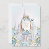 Invitation Cendrillon Princesse Bleu clair et or doux 16 (Dos)