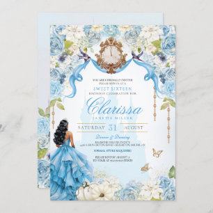 Invitation Cendrillon Princesse Bleu clair Royal Sweet 16