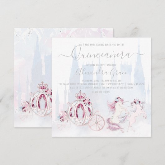 Invitation Cendrillon Princesse Conte de Fées Quinceanera (Devant / Derrière)