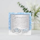 Invitation Cendrillon Princesse Quinceanera Argent Bleu (Debout devant)