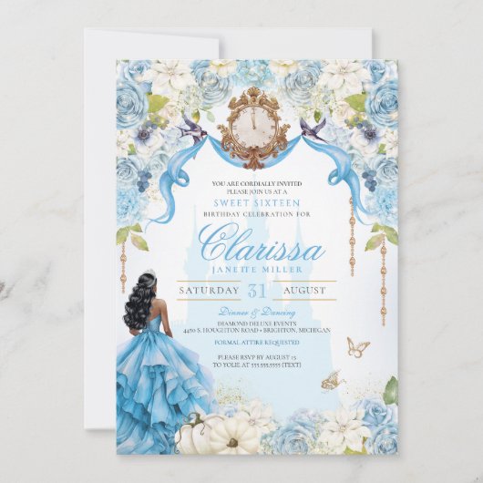 Invitation Cendrillon Princesse Sweet sixteen royal (Devant)