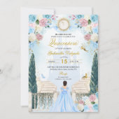 Invitation Cendrillon rose et bleu Princesse Fairy Quinceaner (Devant)