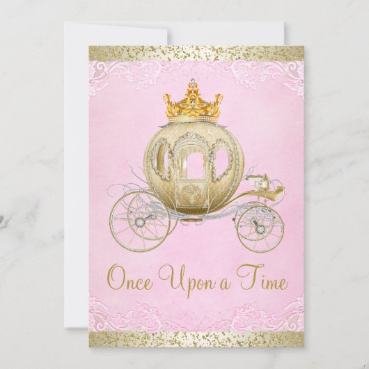 Invitation Cendrillon rose Il était une fois Princesse Annive (Devant)