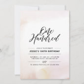 Invitation Cent | Aquarelle minimale 100e fête d'anniversaire (Devant)