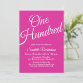 Invitation Cent Script rose 100e fête d'anniversaire (Debout devant)