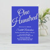 Invitation Cent Script Royal Blue 100e fête d'anniversaire (Debout devant)
