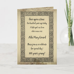 Invitation Centenarian Antique Storybook Page 100e anniversai