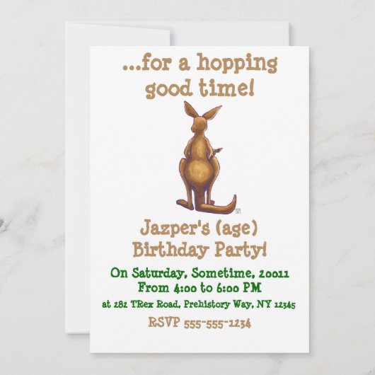 Invitation Centre du parti Kangaroo (Dos)