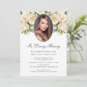 Invitation Céramique d'ivoire Rose Photo funérailles (Debout devant)