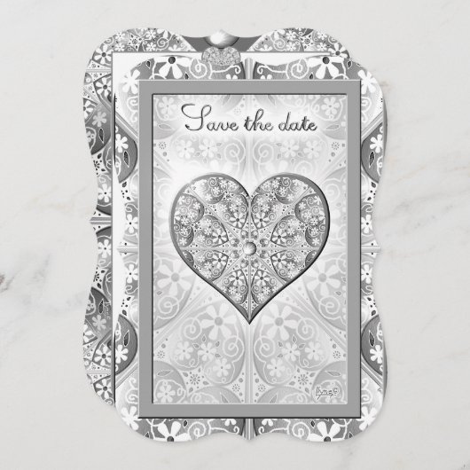 Invitation Céramique gris dentelle (Devant / Derrière)