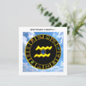 Invitation cercle AQUARIUS, jaune vif, bleu aqua, champagne (Debout devant)