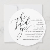 Invitation Cercle Blanc Script Elle A Dit Oui Partie Engageme (Devant)