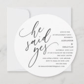 Invitation Cercle Blanc Script Il A Dit Oui Partie Engagement (Devant)