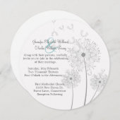 Invitation Cercle de Dandelion blanc et gris (Devant / Derrière)