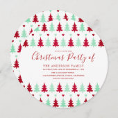 Invitation Cercle de fête de Noël des Motifs de l'arbre vert (Devant / Derrière)