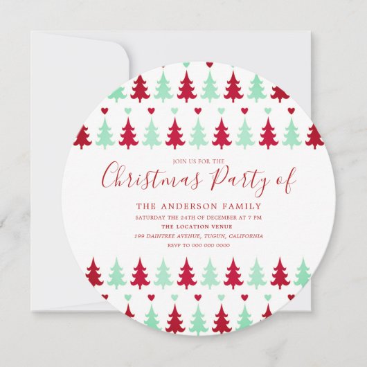 Invitation Cercle de fête de Noël des Motifs de l'arbre vert (Devant)