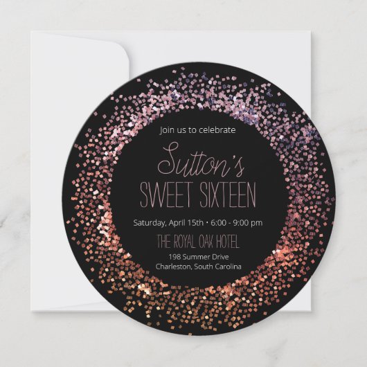 Invitation Cercle de Parties scintillant rose (Devant)