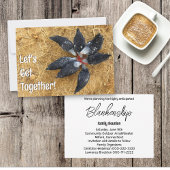 Invitation Cercle de poulets noirs et blancs mangeant de la p