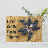 Invitation Cercle de poulets noirs et blancs mangeant de la p (Debout devant)