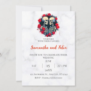 Invitation Cercle de Rose de Squelette Mariage en Marbre