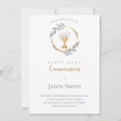 Invitation cercle d'or de la première communion catholique (Devant)